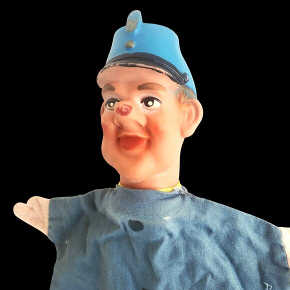 Vintage 1960s Policeman Hand Puppet Rubber Head Cloth Body - Picture 6 of 8